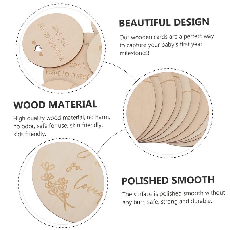 UPKOCH 15Pcs Natural Wooden Milestone Cards Baby Growth Photo Props First Year Memories - Image 3